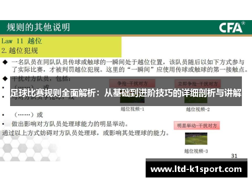 足球比赛规则全面解析：从基础到进阶技巧的详细剖析与讲解